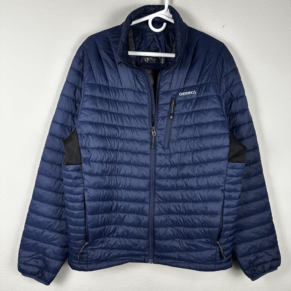 Gerry‎ Light Weight Puffer Jacket Mens Larger Navy Blue Full Zip